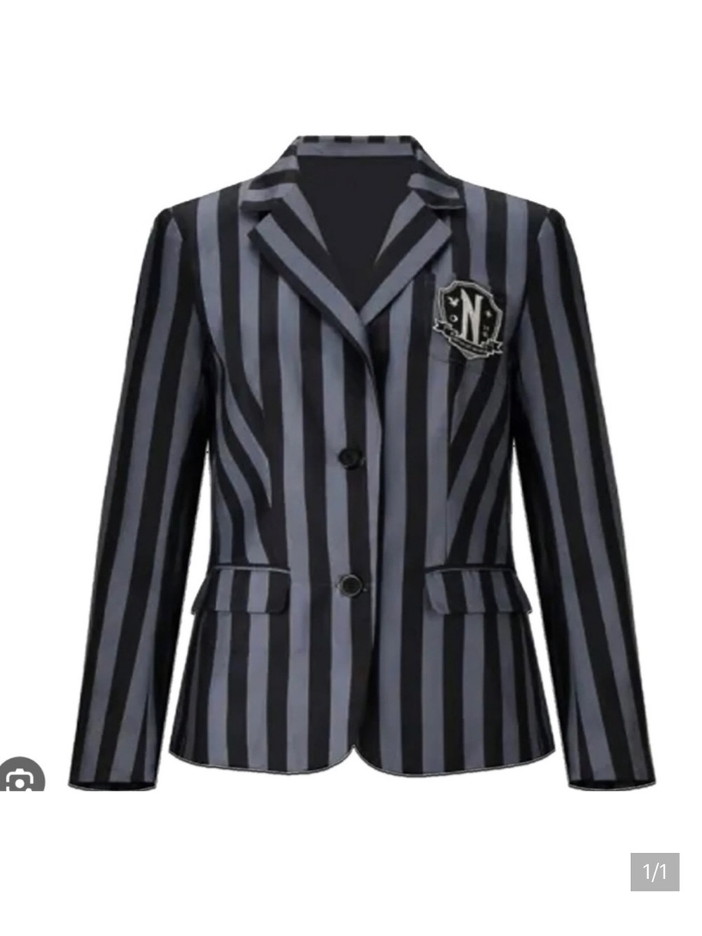 Wednesday Adams School Black and Gray Vertical Stripe Blazer Size Small